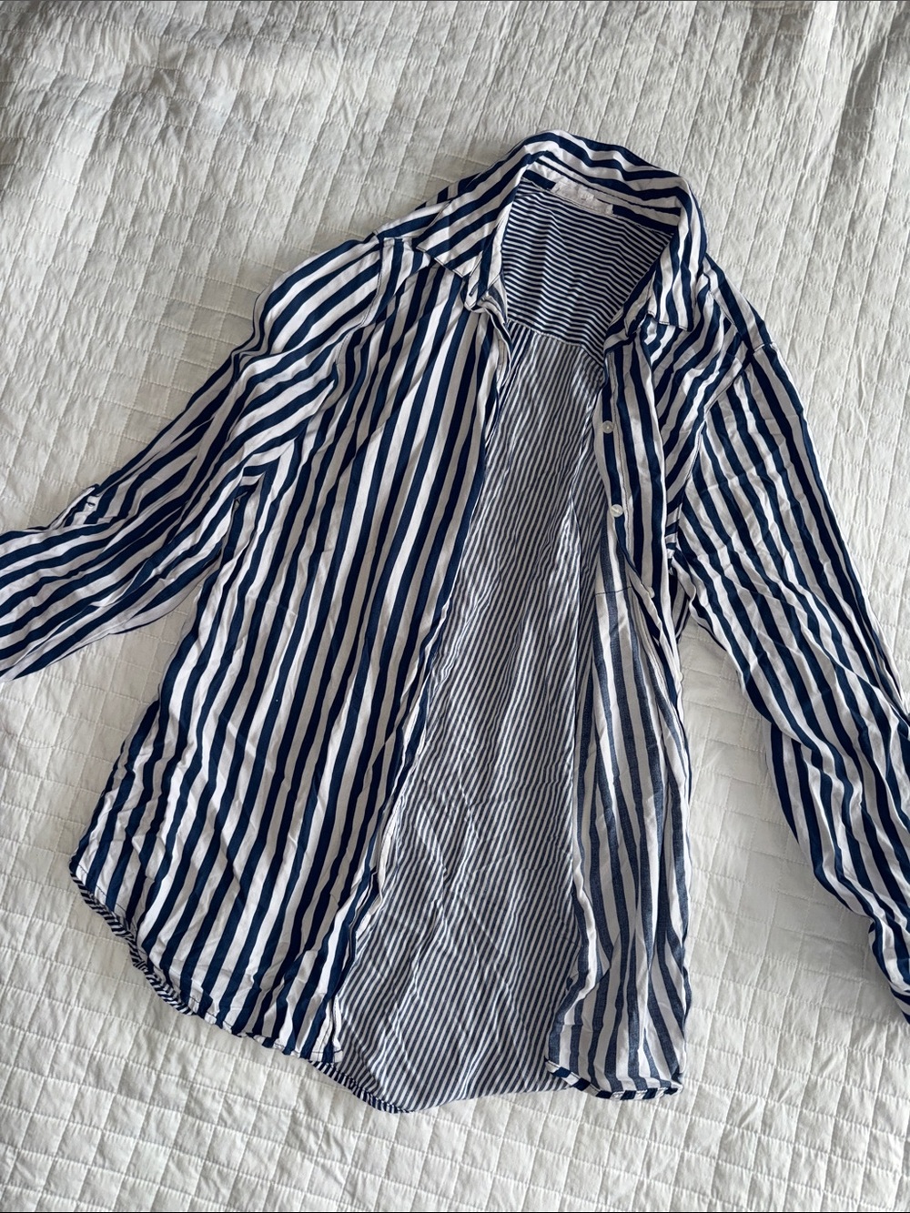 Jane and Delancey Navy & White Striped Button-Down Shirt